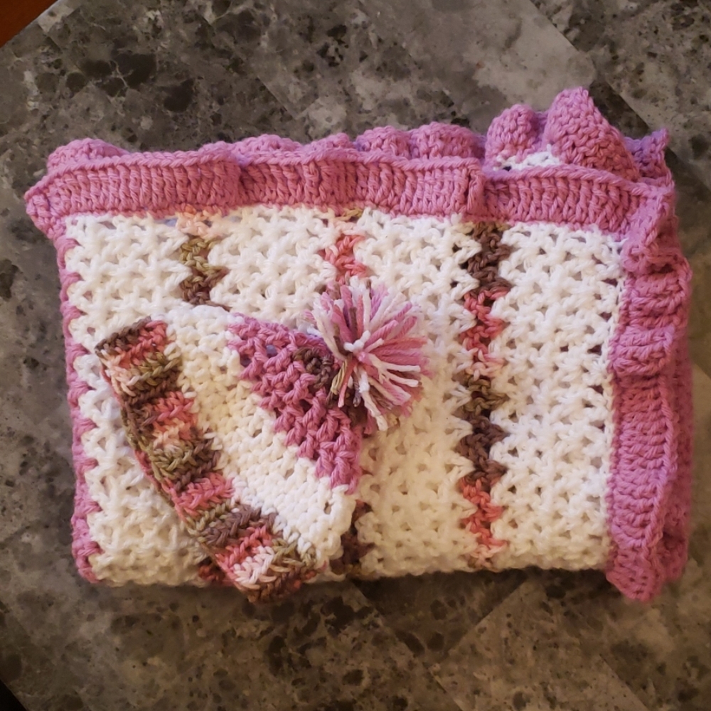 Hand made soft and cuddly baby blanket and beanie